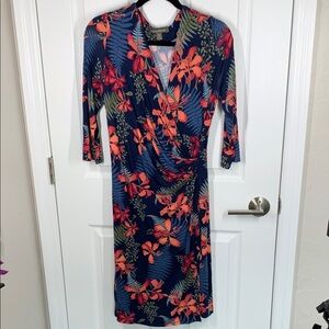 Tommy Bahama faux wrap dress navy blue floral print size medium